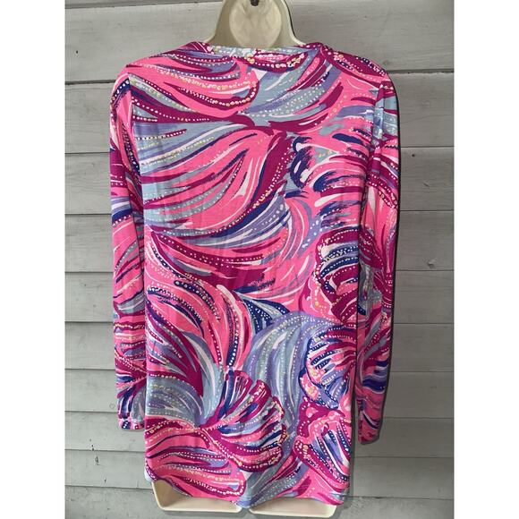 Lilly Pulitzer Abstract Print Henley Pima Cotton Top XS - Picture 3 of 5